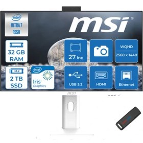 Resim Msı Modern Aı Ultra 7 155H 32GB Ddr5 2tb SSD Inte Arc Graphics 27" Wqhd 100Hz Win11Pro Yapay Zeka Destekli All In One Bilgisayar AM273QPP01 + Zettausbbellek 