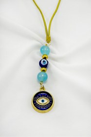 Resim biuti Turkuaz Taşlı Lacivert Göz Figürlü Araba Dikiz Ayna Süsü, Yeni Araba Hediyesi 