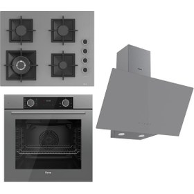 Resim Ferre Flameart Sc Serisi Gri Set (SC408-WFA + XE63CPR +D079 ) - 65 Cm'lik Kare Döküm Izgara-Wok 