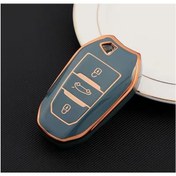Resim Peugeot 208 308 508 2008 3008 5008 Uyumlu Rifter Anahtar Kılıf Gri - Gold 