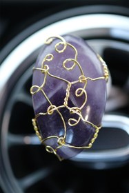 Resim TASARIM ARABAM ATİKE ELİF AKIN Ametist Doğal Taş Tel Sarmalı Klima Kokusu 