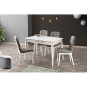 Resim SİVAS GÖZDE MOBİLYA Silver Açılır Mdf Mutfak Masa Sandalye Takımı 70x110cm 