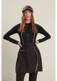 Resim Manuka Tesettür Biyeli Mayo Etek Siyah 