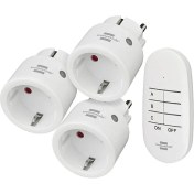 Resim - Mini 3+1 Kablosuz Priz Seti, 3&apos;lü Uzaktan Kumanda Seti (Iç Mekan, El Vericisi ve Yüksek Temas Koruması) Beyaz 