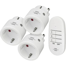 Resim - Mini 3+1 Kablosuz Priz Seti, 3&apos;lü Uzaktan Kumanda Seti (Iç Mekan, El Vericisi ve Yüksek Temas Koruması) Beyaz 
