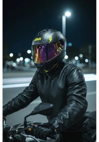 Resim Gıvı 50.x Bones Sarı 1 Renkli 1 Şeffaf Vizörlü Motosiklet Kask İridyum Vizör + Şeffaf 