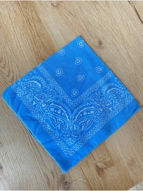 Resim Pamuklu Klasik Desen Unisex Bandana Renkli Bandana Etnik Desenli A Kalite Bandana Mavi 