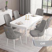 Resim Canisa Concept Mdf Are Serisi 80 x 132 cm Açılabilir Üst Kalite Yemek Mutfak Masası Takımı 6 Sandalyeli 