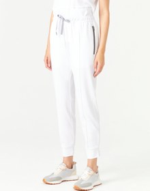 Resim 01 Kadın Nervürlü Ribana Paça Scrub Alt - Beyaz - XL 