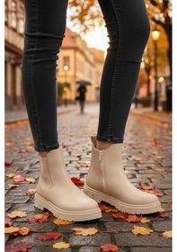 Resim Bej İçi Polarlı Fermuarlı Kaymaz Kadın Bot 24071 Z Bej 