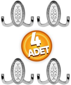 Resim Badem10 Seçil Vestiyer Duvar Portmanto Askısı Dolap Elbise Askılığı Krom Desen Metal Askı Askılık (4 ADET) 