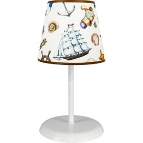 Resim Şenay Aydınlatma Çocuk Odası Masa Lambası Kumaş Abajur Gemici 