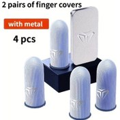 Resim Sunshine022 Kimp 4 Parça Oyun Parmak Kılıfı Metal Kutulu Beyaz Terletmez Nefes Alır 