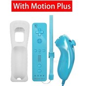 Resim Mavi-kablosuz Bluetooth Gamepad Dahili Motion Plus Uzaktan Kumanda Nintendo Wii Denetleyici Nunchuck İçin Uyumlu Silikon Kılıf İle Set 
