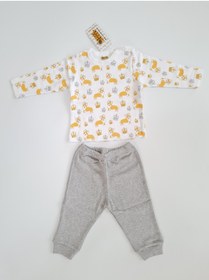 Resim Bebek Pijama Takımı Çıtçıtlı Yaka Pamuk Unisex 