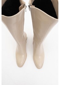 Resim Luvi Shoes Paradis Bej Cilt Kadın Kalın Topuklu Çizme Bej Cilt 