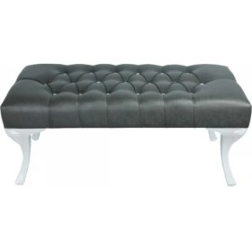 Resim İndirim Çadırı Vinda Kaptioneli Ayakucu Bench Puf 75 cm Antrasit Gri- Taş Düğmeli 