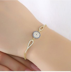 Resim Zirkon Taşlı Nazar Boncuğu Model Gümüş Bileklik Gümüş 