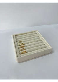 Resim Yerli Üretim Süet Kumaş Krem Renk 15 Cm / 15 Cm Yüzük Sergileme S Krem 