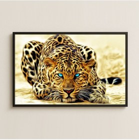 Resim Buz Mavisi Gözlü Leopar Dijital Sanat Pleksi Tablo 