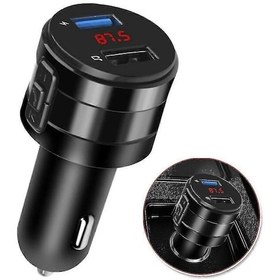 Resim Car Bluetooth Fm Transmitter Dual Usb Charger Socket Aux Adapter Hands-free Fast Charging 