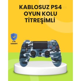 Resim Ps4 Uyumlu Kablosuz Oyun Kolu Ergonomik Çift Titreşimli 
