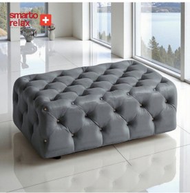 Resim Smarto Relax Puf Guarda Ayaksız Kapitoneli Dekoratif 80x40x45 Cm Gri Gri 