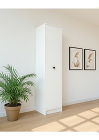 Resim Beyaz Fonksiyonel Portmanto Modül 1: Tek Kapaklı Raflı Dolap Mat Beyaz 