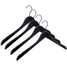 Resim Nyn Ahşap Askı Şık Elbise Gömlek Askısı Siyah Renk 4 Adet 