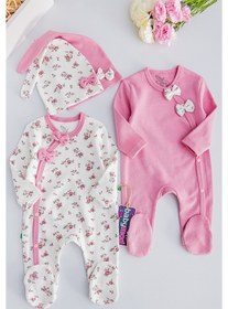 Resim Babymod Kız Bebek Tulum Çiçek Desenli Ikili Uzun Kollu Tulum Takım 