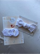 Resim Baby Tweety 2'li Kombin El Yapımı Kız Bebek Bandana & Babet Çorap (beyaz) 