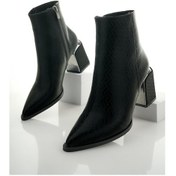 Resim Muggo Kylie Garantili Sivri Burun Kalın Topuklu Fermuarlı Kadın Bot 001 