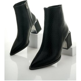 Resim Muggo Kylie Garantili Sivri Burun Kalın Topuklu Fermuarlı Kadın Bot 001 