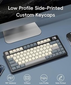 Resim Düşük Profilli Tuş Kapakları - Yan Baskılı Tuş Kapakları, Klavye Keycaps Yüzde 75 PBT Keycaps için Tam Boy Keycaps 60% 65% 75% 80% 100% Cherry Gateron MX Anahtarları Mekanik Klavye 