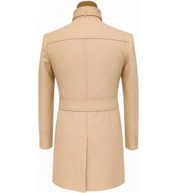 Resim Erkek Slim Fit Kaşe Kaban Çıkarılabilir Ribanalı Fermuarlı Yaka, S Xxl Açık Bej 