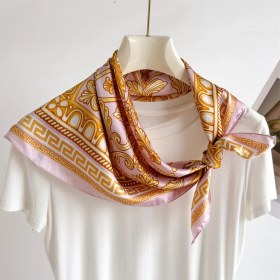 Resim Fernca1 Çizgili Eşarp Ipek Eşarp 70CM Küçük Kare Kafa Bandı Saç Türbanı Kravat Çanta (Yurt Dışından) 