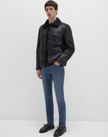 Resim Mavi - Siyah Suni Deri Ceket 0110460-71379 Siyah 