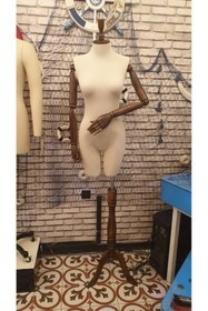 Resim Manken İstanbul 46 Beden Ahşap Kollu Pantolon Giyebilen Terzi Mankeni Vitrin Mankeni 