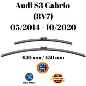 Resim Audi S3 Cabrio 8v7 2014 2015 2016 2017 2018 2019 2020 Uyumlu Ön Cam Muz Tipi Silecek Süpürgesi Seti 650/450mm Silbak 