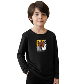 Resim Panios Kids Düz Yuvarlak Yaka Cutte Bear Baskı Detaylı Erkek Çocuk Sweatshirt Siyah 