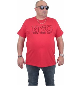Resim Moc Grande Mocgrande Erkek Büyük Beden Sıfır Yaka Tişört Nyc 24133 Kırmızı-Kırmızı 