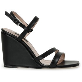 Resim Nine West MOEX 3FX Siyah Kadın Dolgu Topuk Sandalet 