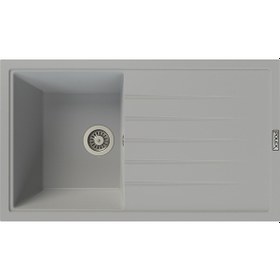 Resim Polex Cristalüx Granit Evye P-03 Gri Tezgah Altı Ve Tezgah Üstü Mutfak Evyesi 85x49.5 CM 