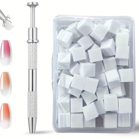 Resim 100 Adet Ombre Tırnak Sanatı Seti: Yumuşak Süngerler, Profesyonel Fırça & Tutma Kalemi - Kokuşuz Manikür Araçları DIY Akrilik Tırnaklar İçin 