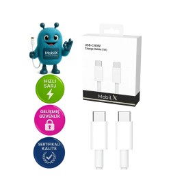 Resim Mobilx Samsung Galaxy S25 Ultra Uyumlu 60w Type-c To Type-c Örgülü Şarj Ve Data Kablosu 1m 
