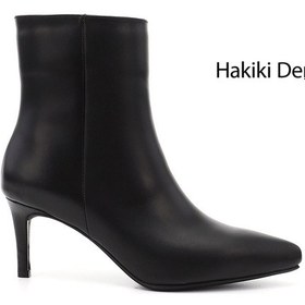 Resim Gönderi(R) Gönderi R Siyah Platinum Fermuarlı İnce Topuklu Hakiki Deri Bot Siyah 