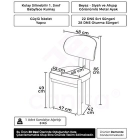 Resim Canisa Dore Serisi 6 Adet Antrasit Babyface Kumaş Beyaz Metal İskeletli Mutfak Sandalyesi Antrasit Sandalye Beyaz Ayak 