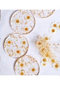 Resim 4 Lü Papatyalı Epoksi Bardak Altlığı - 119 Şeffaf 