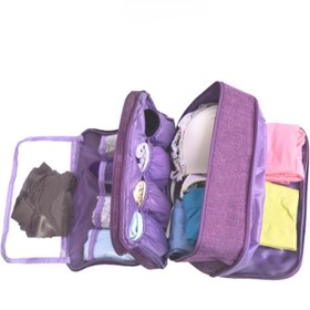 Resim Büyük Kapasiteli Seyahat Düzenleyici Çanta - Dayanıklı Polyester, İş Seyahatleri ve Tatiller için Çok Bölümlü Depolama, Yıkanabilir Malzeme, Sütyen ve Külotların Ayrılması, Tatil Gereksinimleri | Bölümlü Çanta | Polyester Çanta, İç Çamaşırı Seyahat Çantası 