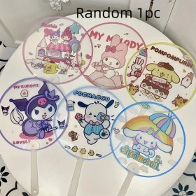 Resim Gateesat Rastgele Bir San'oli Şeffaf El Vantilatörü Karikatür El Krikolu Taşınabilir Fan 